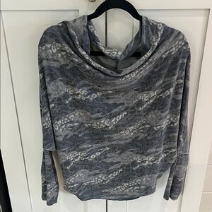 Elan Blue/Gray camo Cowl Neck Sweater